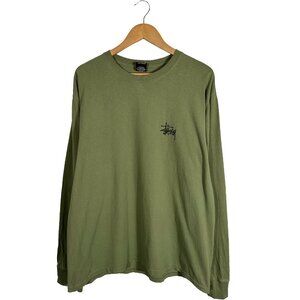 Stussy Double Sided Long Sleeve T-shirt Green Size Large